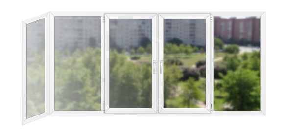 Г-образные балконные рамы ПВХ 360×140 Rehau Grazio